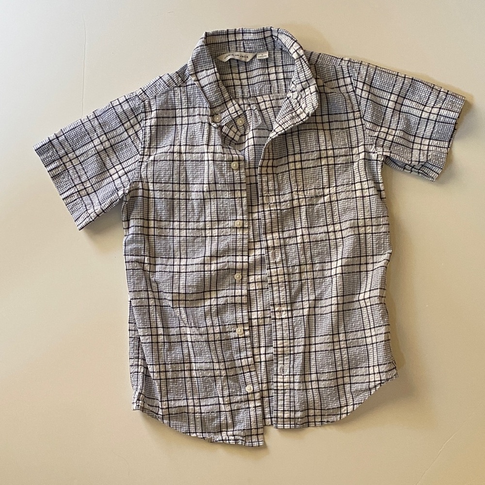 Plaid Short Sleeve Kids Button-up Shirt